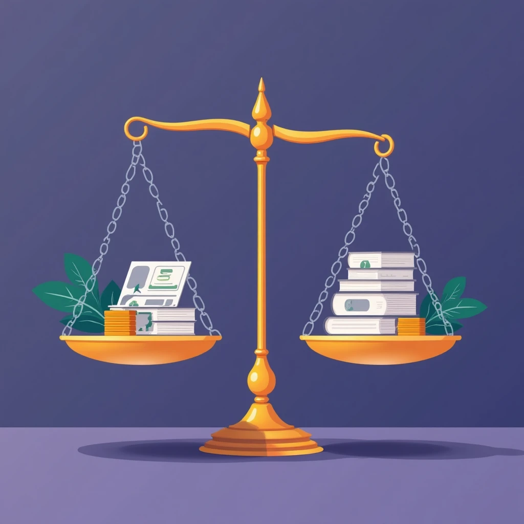 Balance scales with loan options